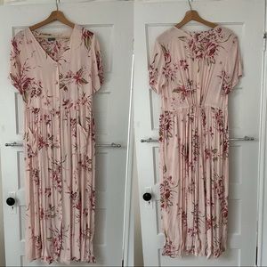 vintage pink floral maxi dress